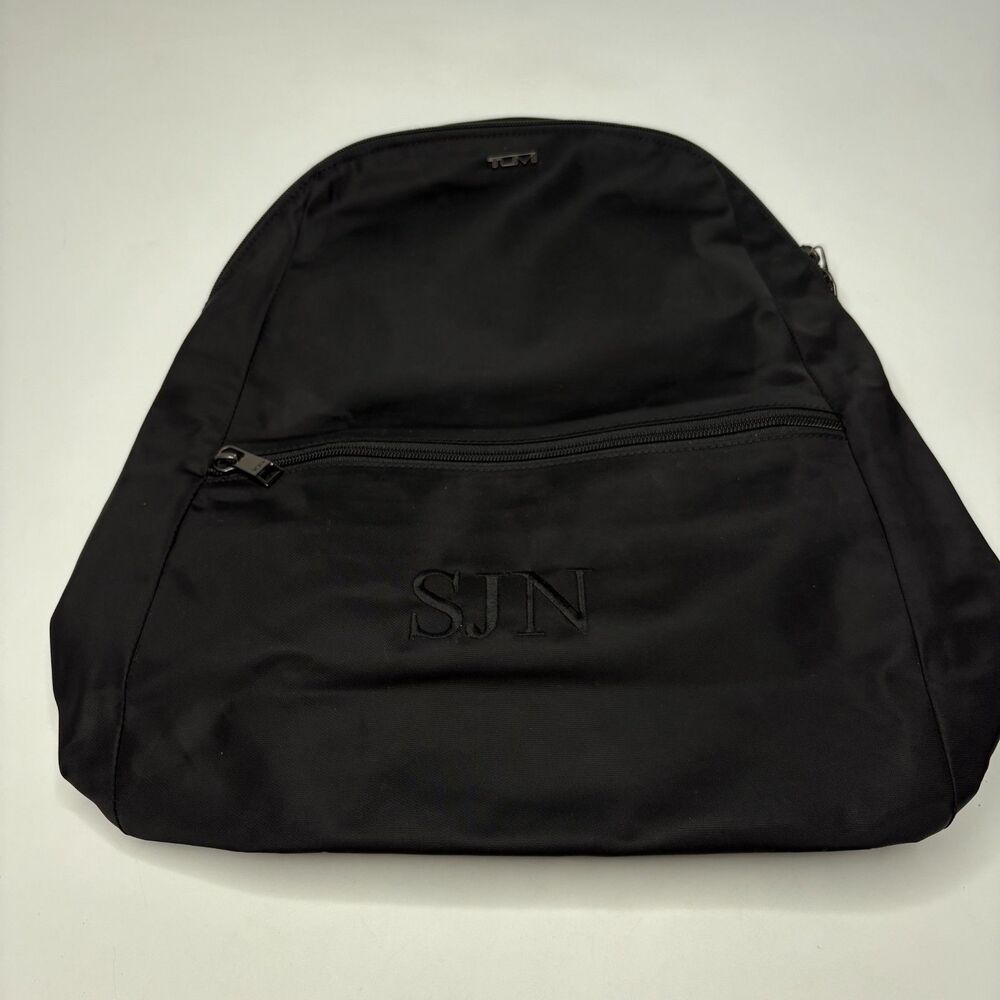 TUMI Voyageur Just in Case Black Nylon Backpack Monogrammed "SJN"